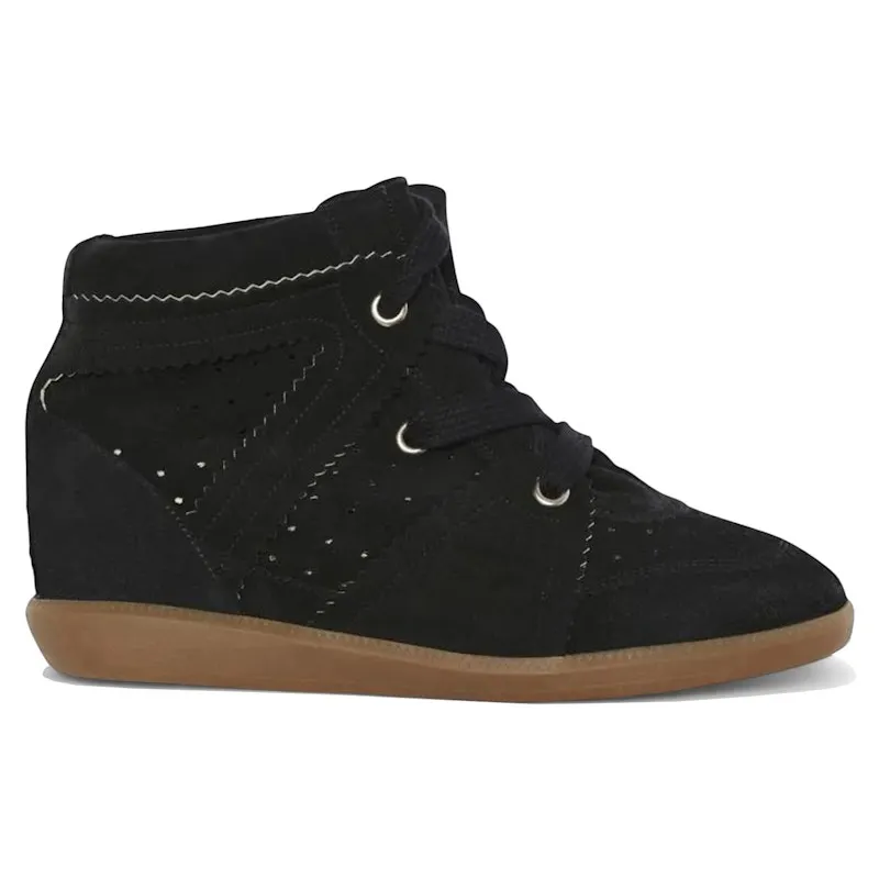 Isabel Marant Bobby Suede Calfskin Leather Wedge Black (BK0011FA-A1E20S-01BK)