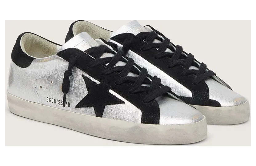 Golden Goose Super-Star In Silver Leather With Contrasting Inserts (GWF00101.F000312.60246) (2)