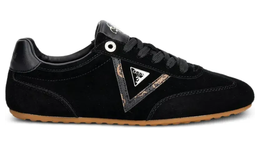 GUESS USA suede logo-patch sneakers – Zwart (FLTRELSUE12)