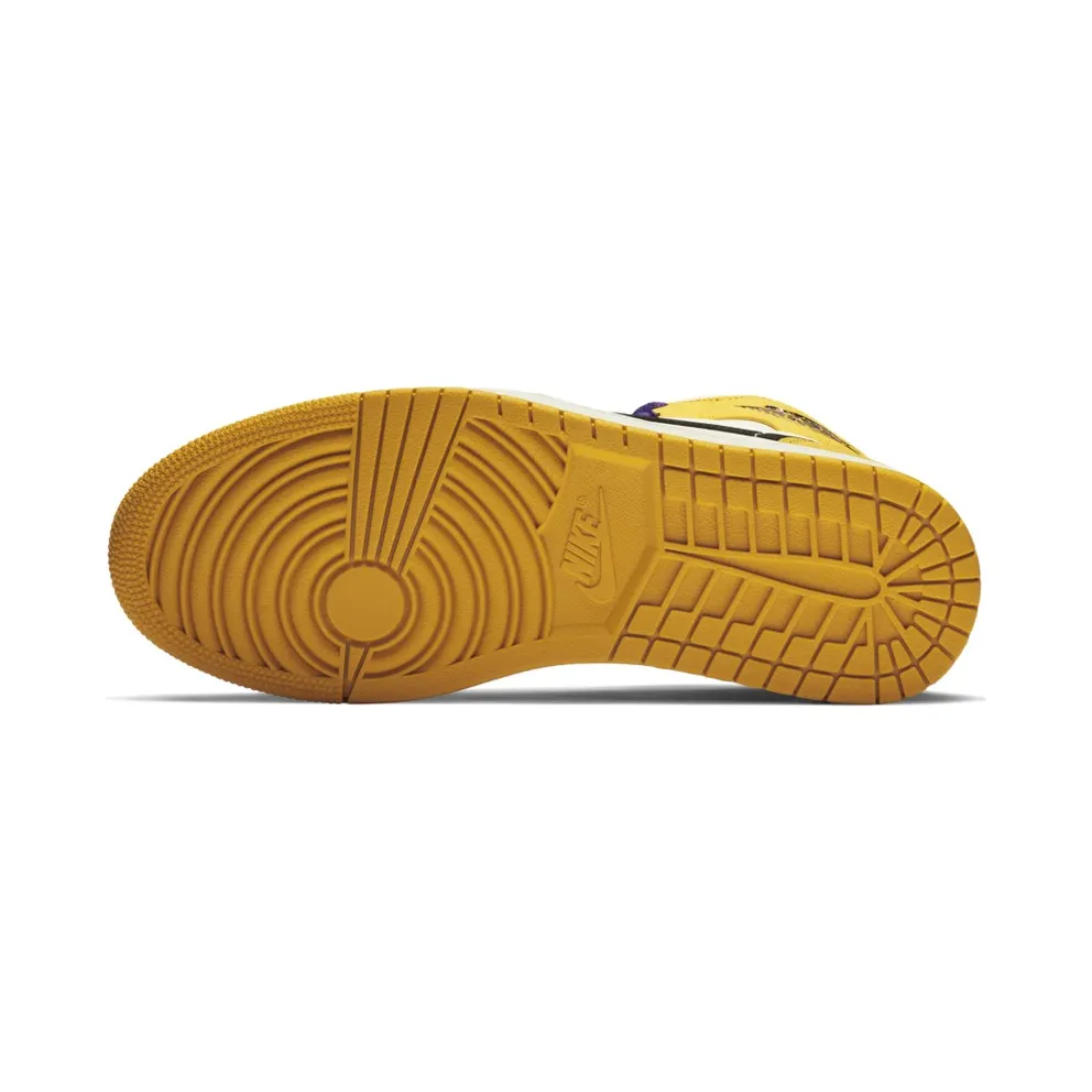 Jordan 1 Mid SE Lakers University Gold/Black-Pale Ivory-Court Purple-Sail (852542-700)