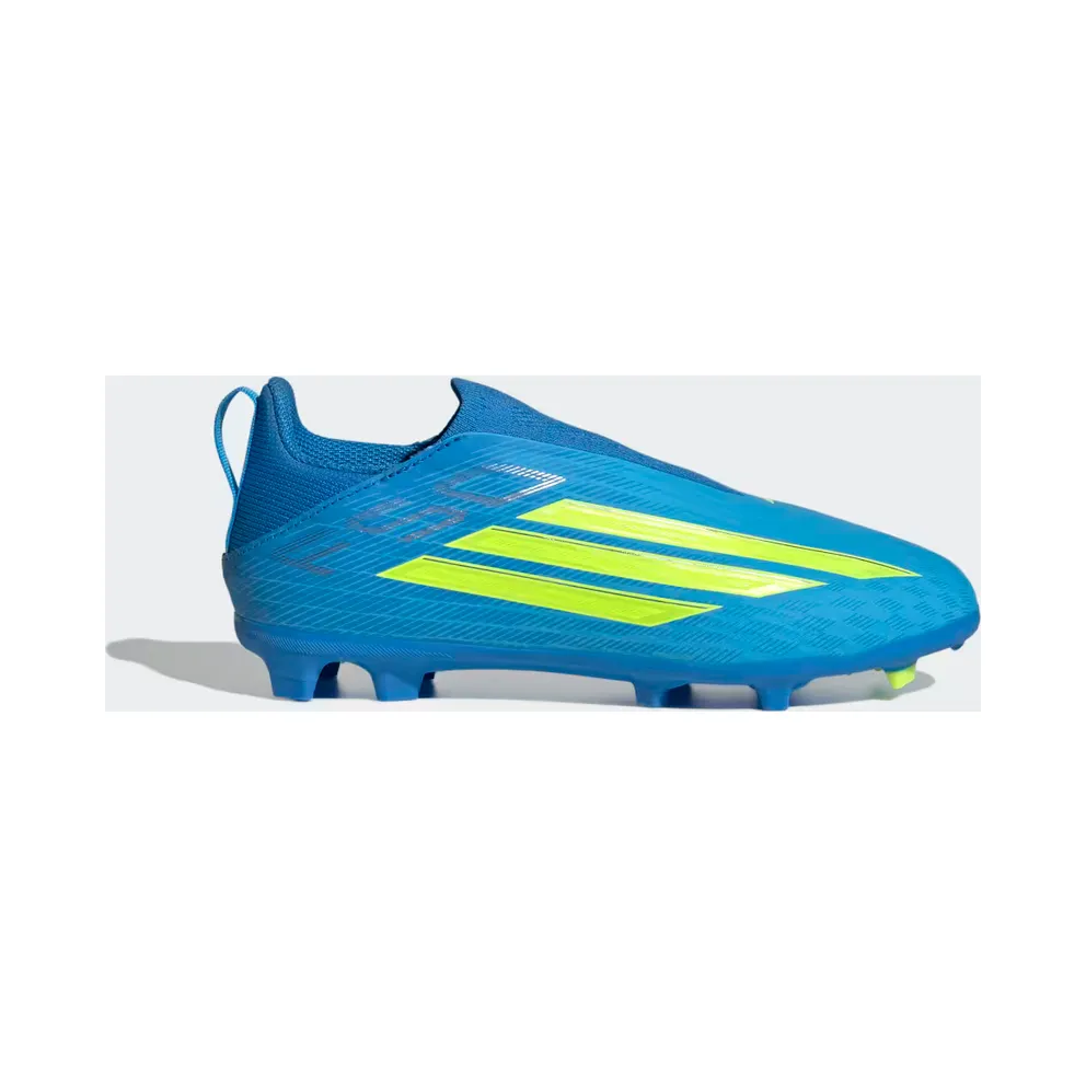 adidas F50 League Laceless Firm Ground / Multi Ground Football Boots Kids “Lucid Ray Blue / Team Solar Yellow 2 / Lucid Aquamarine” (JR9008)