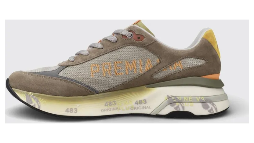 Premiata Moerund Suede and Nylon Sneakers Brown (MOERUN7871) (2)