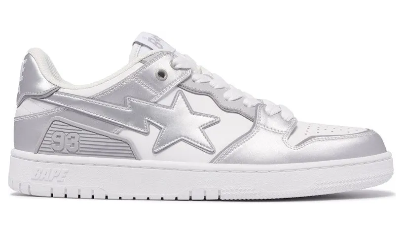 A Bathing Ape Sk8 Sta #4 White Silver (1K30-191-311-WHT)