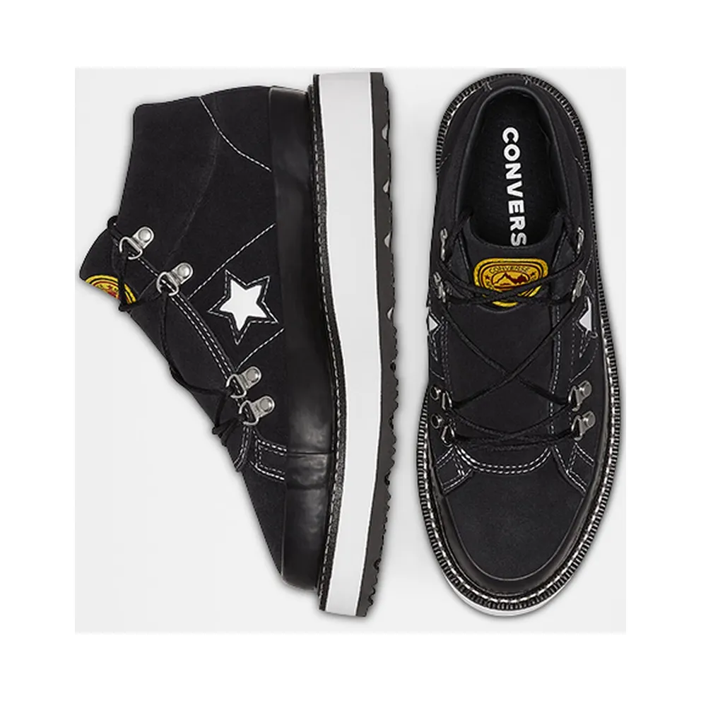 Converse Fleece Lined Boot One Star Thick Sole Black White (566163C)