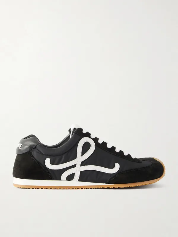 Loewe Ballet Runner 2.0 Logo-Appliquéd Shell, Suede and Leather Sneakers Black (MBR2282X09)