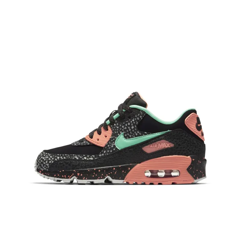 Nike  Air Max 90 Safari Black Green Glow Crimson Pulse (GS) Black/Green Glow-Crimson Pulse-Vast Grey (AJ2776-001)