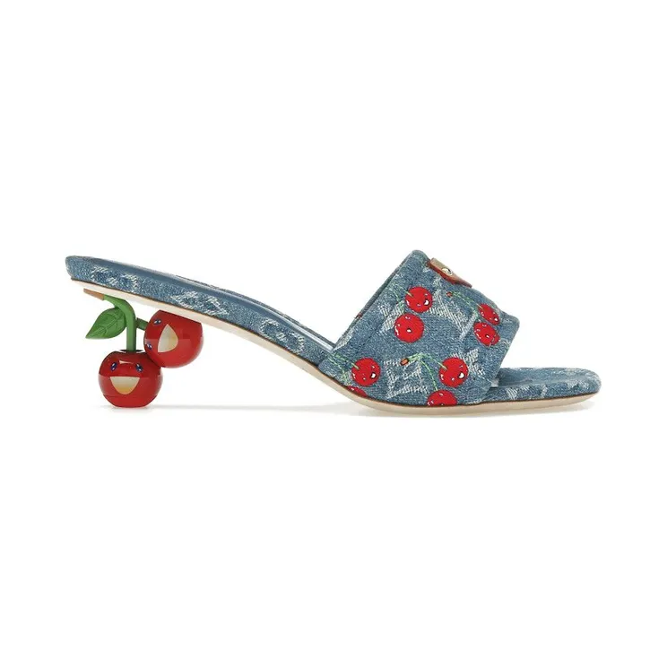 Louis Vuitton Cherry Lily Mule x Takashi Murakami Denim (1AHLTF)