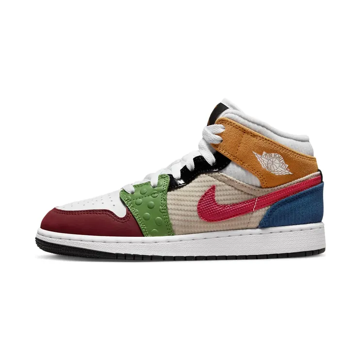 Air Jordan 1 Mid SE GS Messy Room “White / Black / Pearl White / Gym Red” (DR6957-100)
