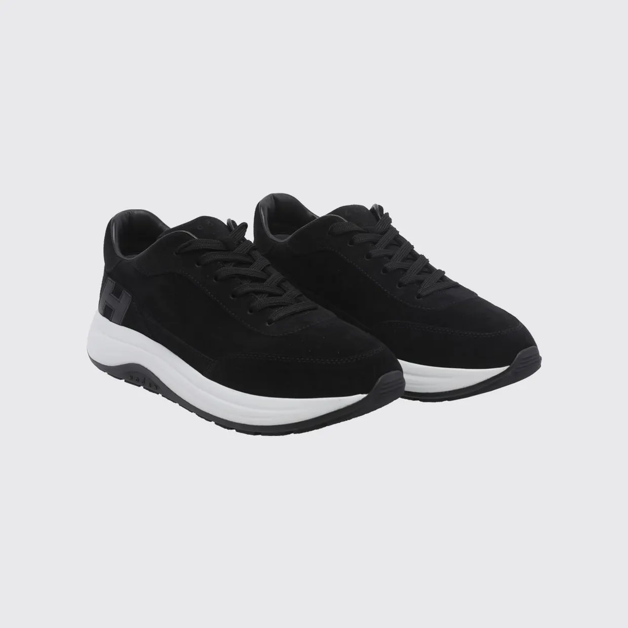 Hogan Hi-Light Suede Calfskin Leather Sneakers with Tone-on-Tone H Logo Black (HXM7190GH50VGGB999)