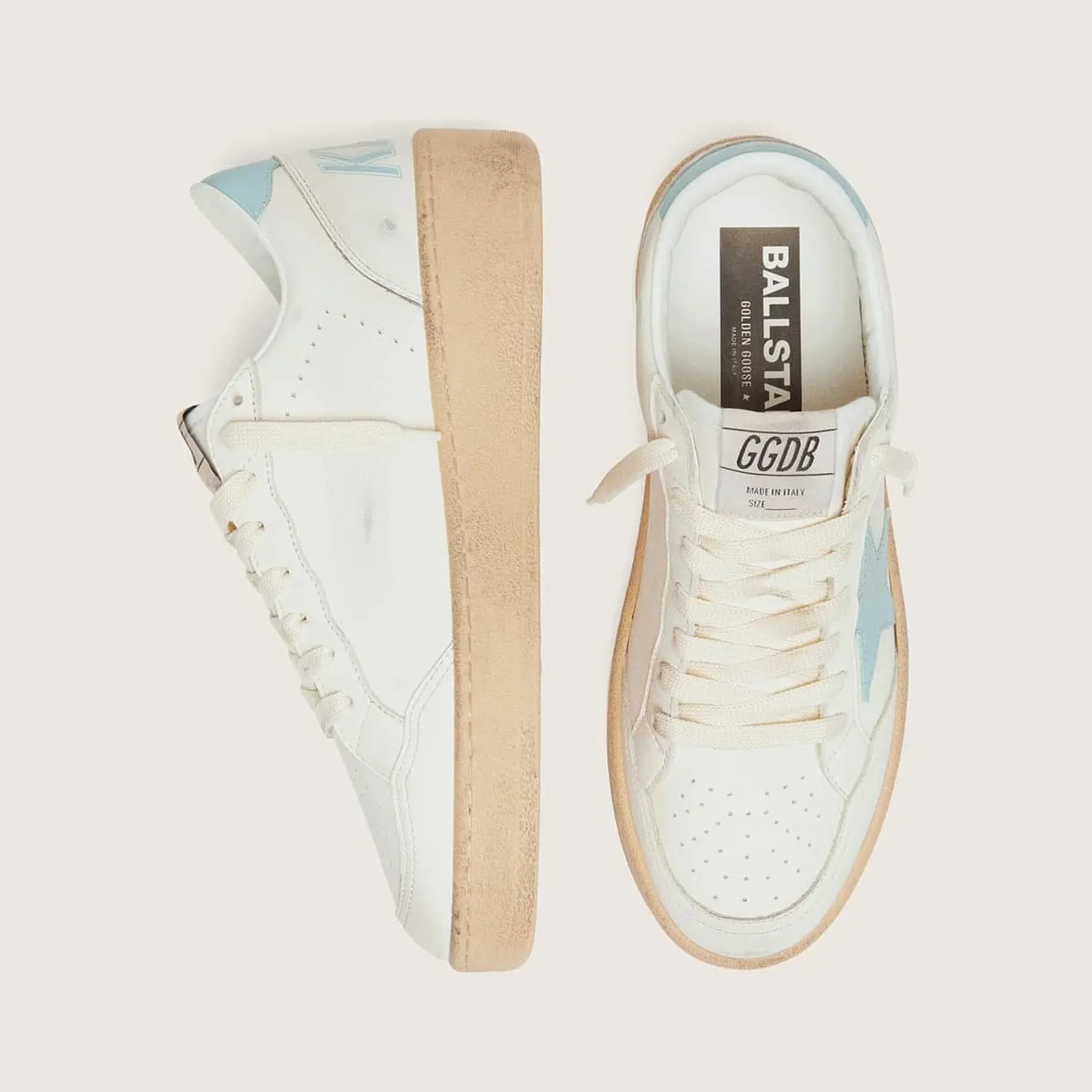 Golden Goose Women’S Ball Star In White Leather With Light Blue Star (GWF00804.F008501.10422) (3)