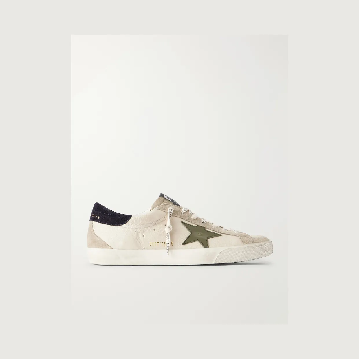 Golden Goose Super-Star Distressed Suede -Trimmed Leather Sneakers Cream (GMF00102.F008728)