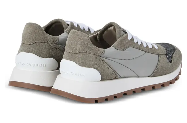 Brunello Cucinelli Techno Fabric Runners with Precious Toe “Green” (MZ47G1960 C7550) (4)