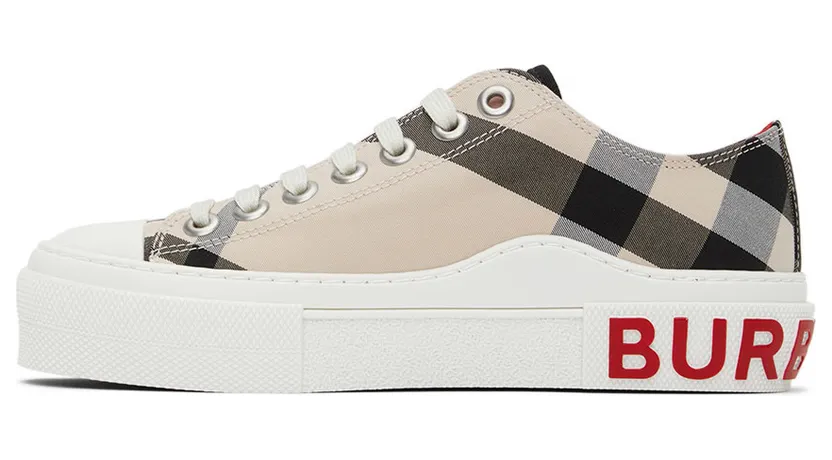 Burberry Beige Cotton Check Sneakers (8052565) (3)