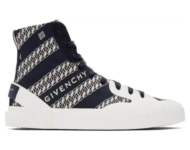 Givenchy Navy Chain Tennis Light High-Top Sneakers (BH001UH0QM)