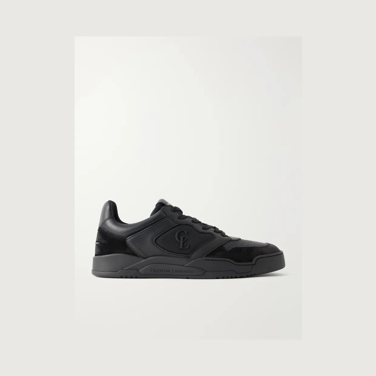 Christian Louboutin Basketball 1 Retro Suede and Mesh-Trimmed Leather Sneakers Black (3260784)