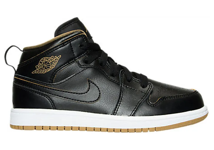 Jordan 1 Mid Black Metallic Gold (PS) (640734-042)