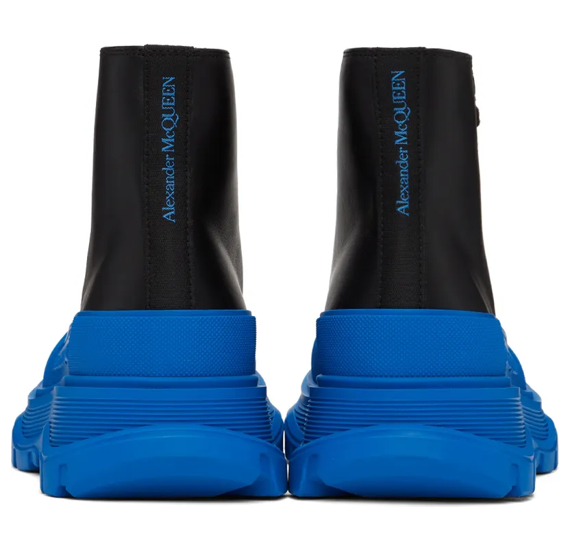 Alexander McQueen Black & Blue Tread Slick High Sneakers (627206WHZ62) (4)