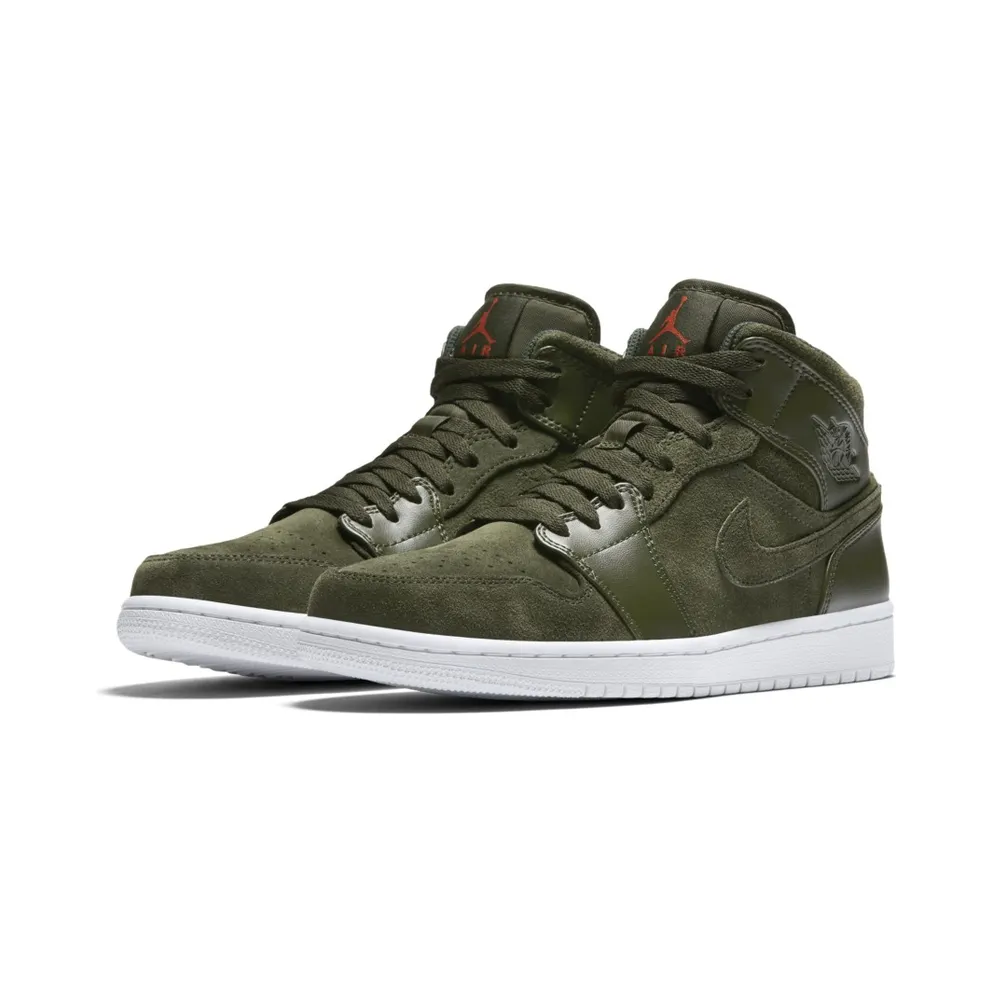 Jordan 1 Retro Mid Sequoia Sequoia/Max Orange-White (554724-302)