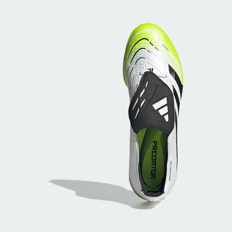 adidas Predator League Fold-over Tongue Turf Boots “Cloud White / Core Black / Lucid Lemon” (JQ1072)