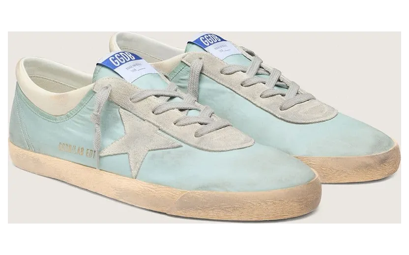 Golden Goose Men’S Super-Star In Light Green Nylon With Light Gray Suede Star (GMF01080.F008483.35977) (2)
