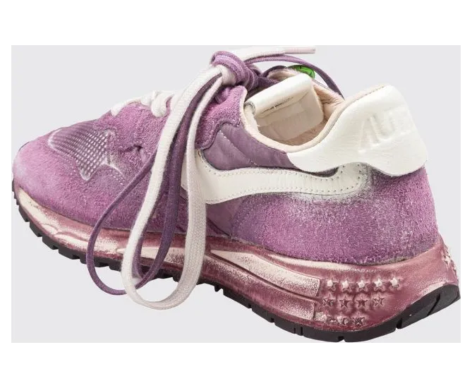 Autry Reelwind Super Vintage Bicolor Low-Top Sneakers in Suede and Mesh Pink (WVLWYG05)