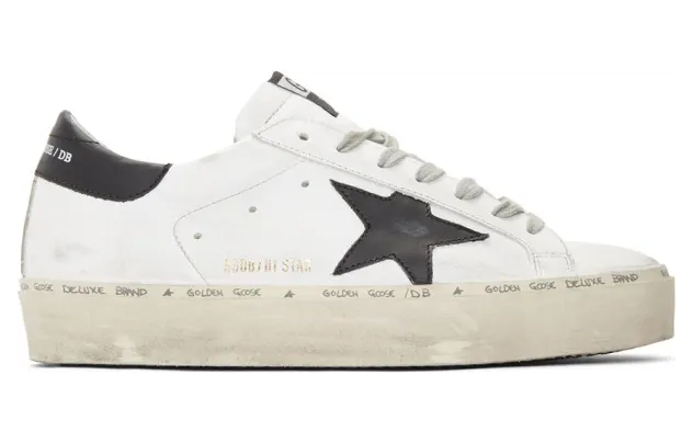 Golden Goose White and Black Hi Star Sneakers (G35MS945.C7)
