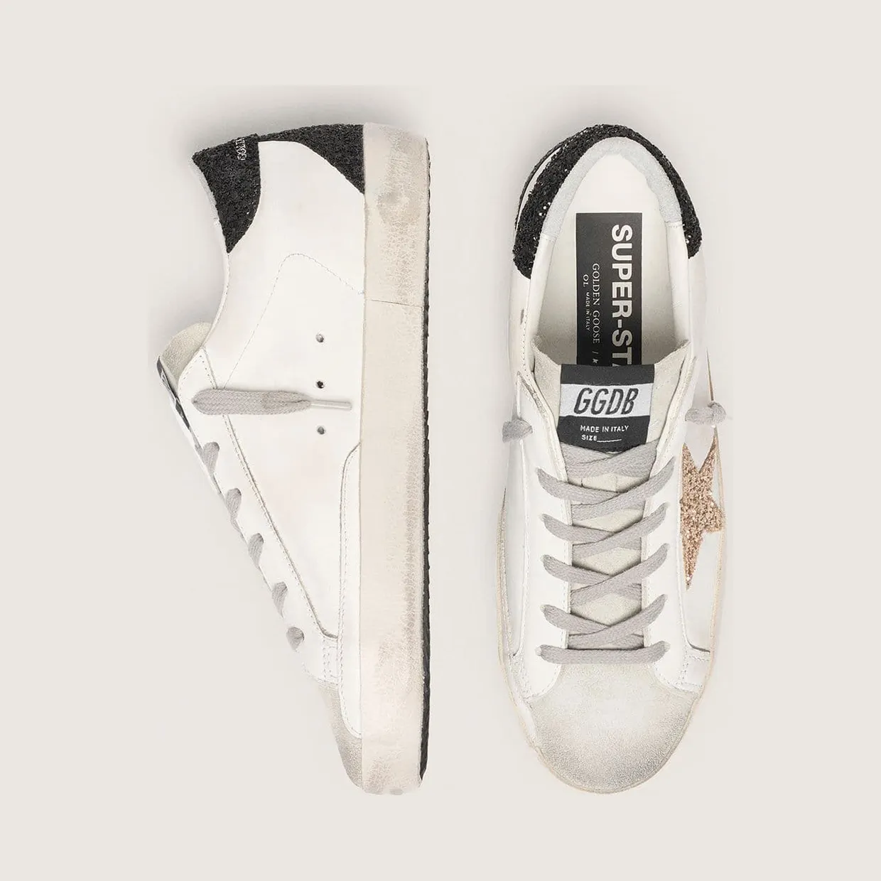 Golden Goose Women’S Super-Star In Nappa Leather With Gold Glitter Star And Black Glitter Heel Tab (GWF00102.F000959.80724) (3)