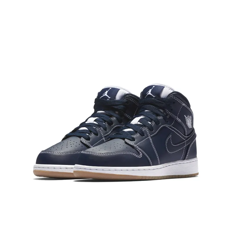 Jordan 1 Retro Mid Derek Jeter RE2PECT (GS) Obsidian/White-Gum Light Brown (554725-402)