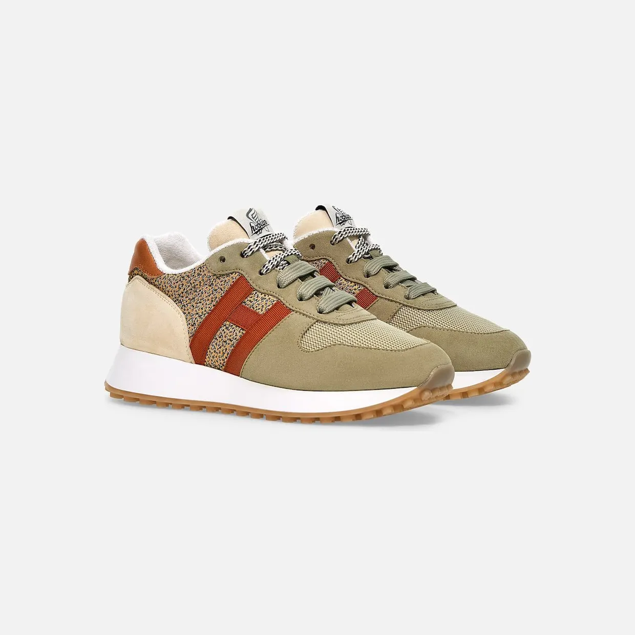 Sneakers Hogan H383 Green Ivory Orange (HXW4290CM40R5A0UAU)