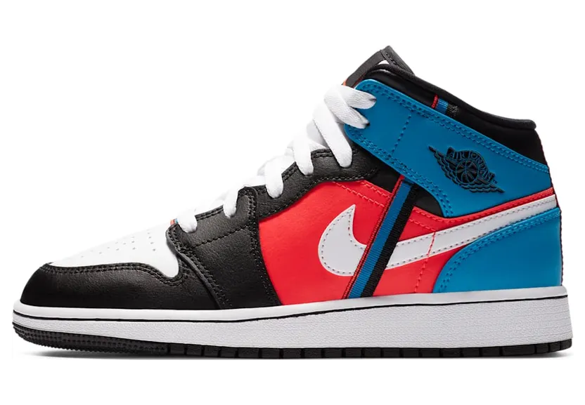 Air Jordan 1 Mid Game Time GS “Black / Blue Orbit / Flash Crimson / White” (CV4891-001)