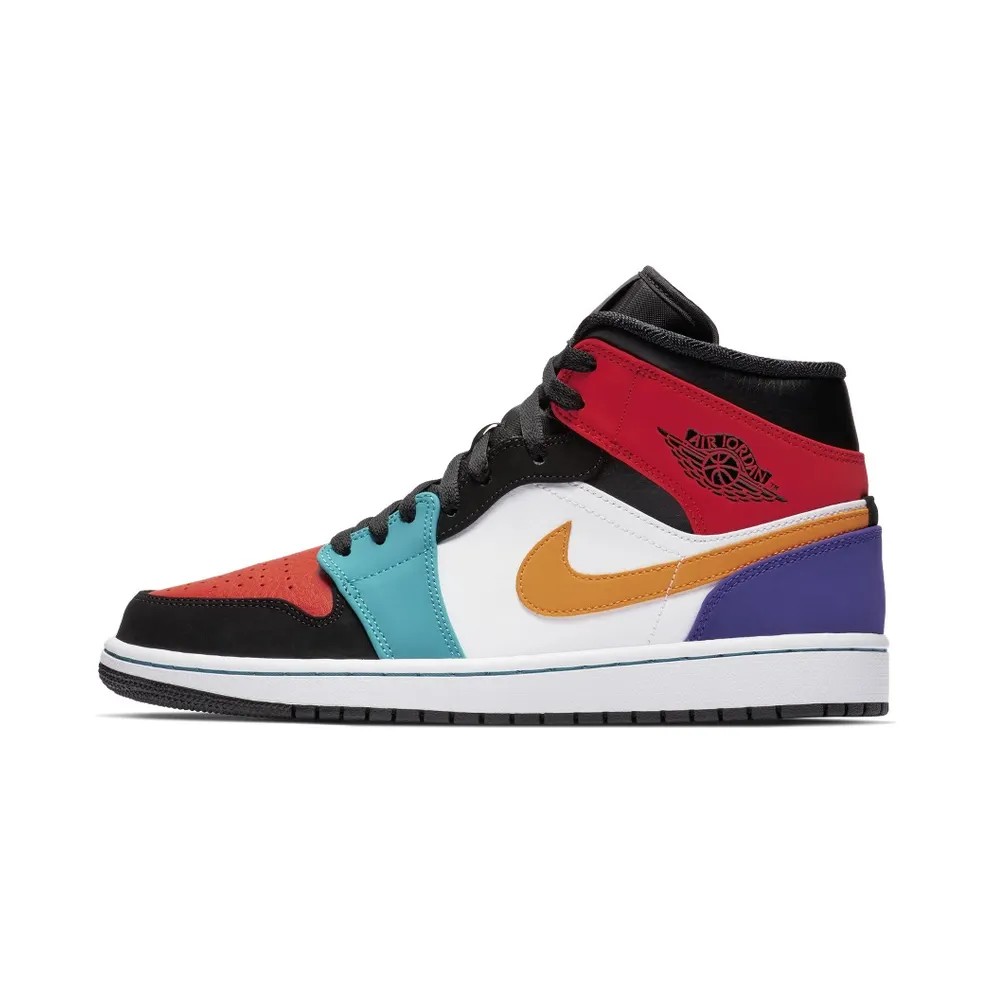Jordan 1 Mid Bred Multi-Color White/University Red-Black-Turbo Green (554724-125)