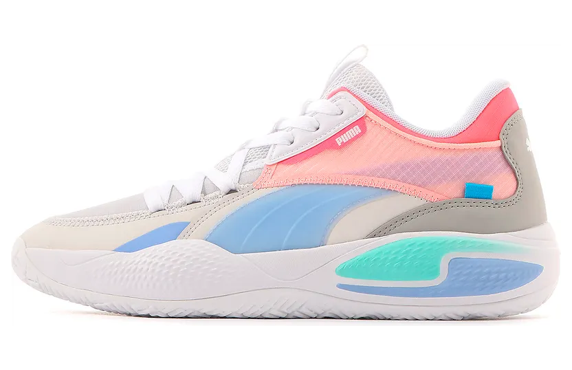 Puma Court Rider Twofold basketbalschoenen Wit/Paars (195658-02)