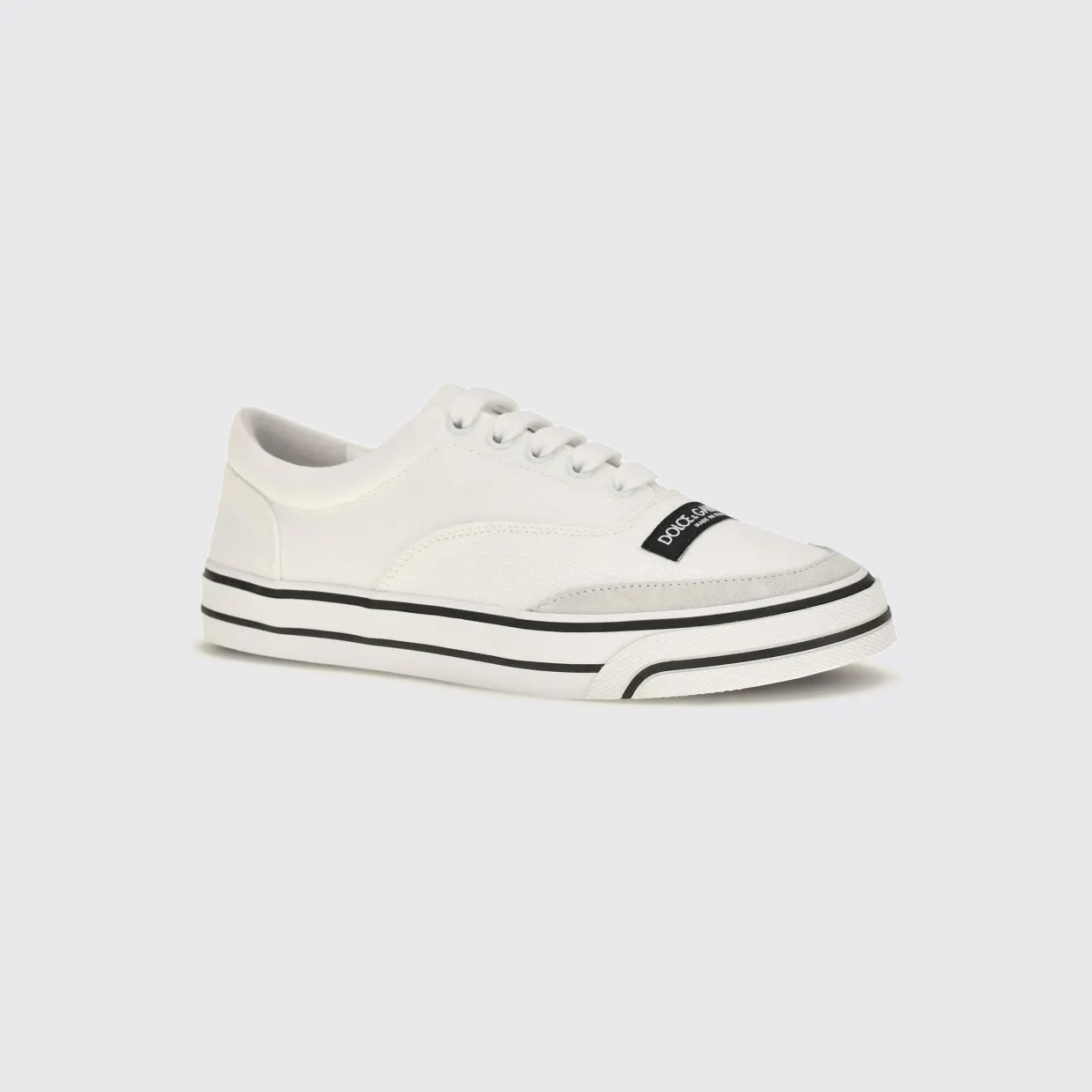 Dolce & Gabbana DG Sailing Low-Top Sneakers in Leather and Cotton Canvas White (CK2399A04588S169)