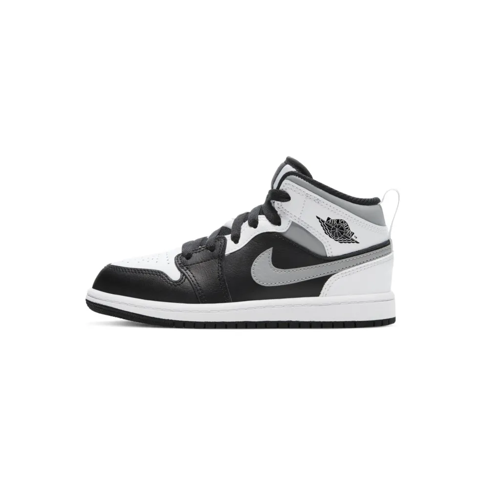 Jordan 1 Mid White Shadow (PS) Black/Medium Grey-White (640734-073)