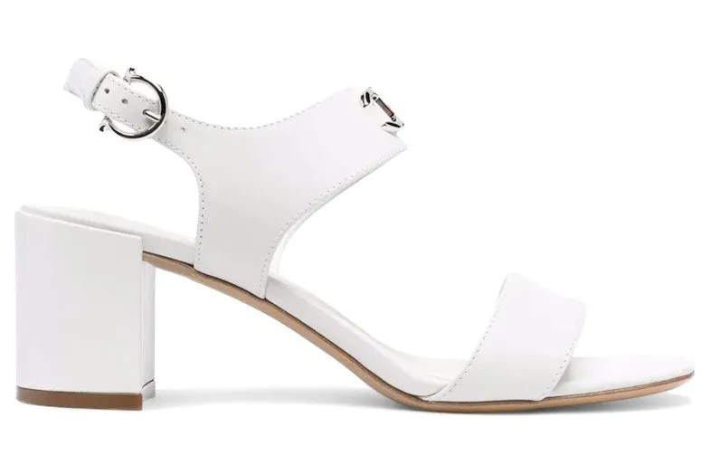 Ferragamo 55mm Gancini Logo-Plaque Sandals White (01C094749553)