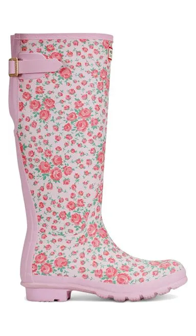 Hunter Original Back Adjustable Tall Rain Boots LoveShackFancy Pink Floral Print (HWT1001RMA)
