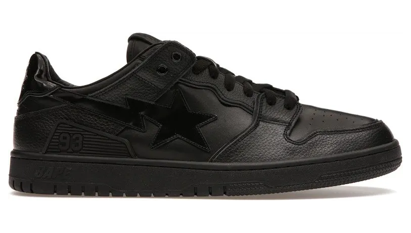 A Bathing Ape Bape SK8 Sta Triple Black Patent Leather Sta Logo (001FWI701010I-BLK)
