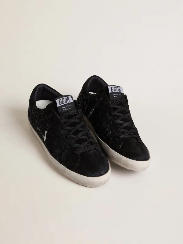 Golden Goose Super-Star In Black Pony Skin With Black Swarovski Crystals And Black Suede Star (GWF00101.F007847.90100) (2)
