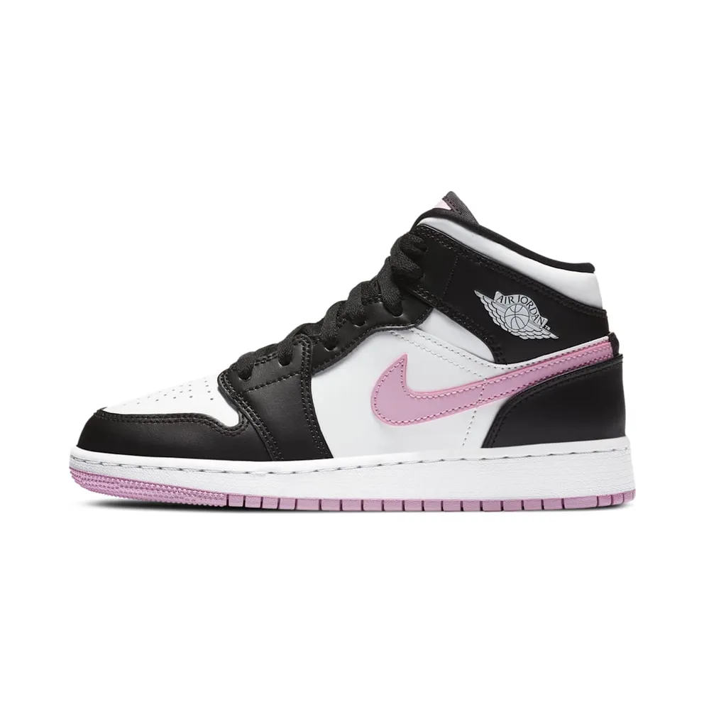 Air Jordan 1 Mid White Black Light Arctic Pink (GS) (2020) (555112-103)