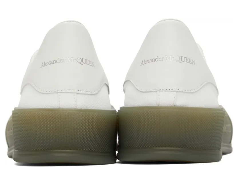Alexander McQueen White & Khaki Deck Plimsoll Low Sneakers (667819W4MVW) (2)