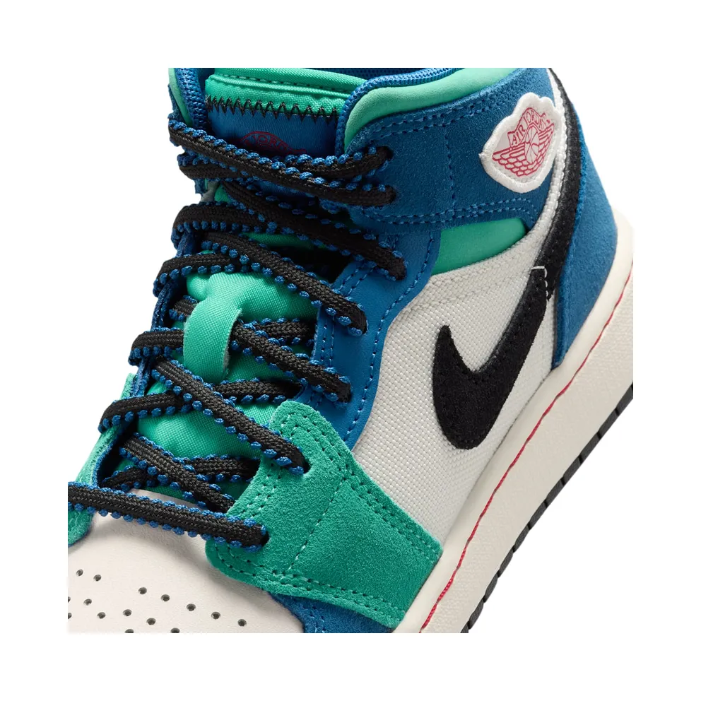 Nike Air Jordan 1 Mid SE “Chalk / True Blue / Kinetic Green / University Red” (IO2065-100)