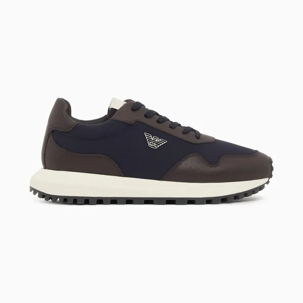 Armani Recycled Nylon Sneakers With Regenerated Saffiano Details (EM003738-AF19532-M6494)