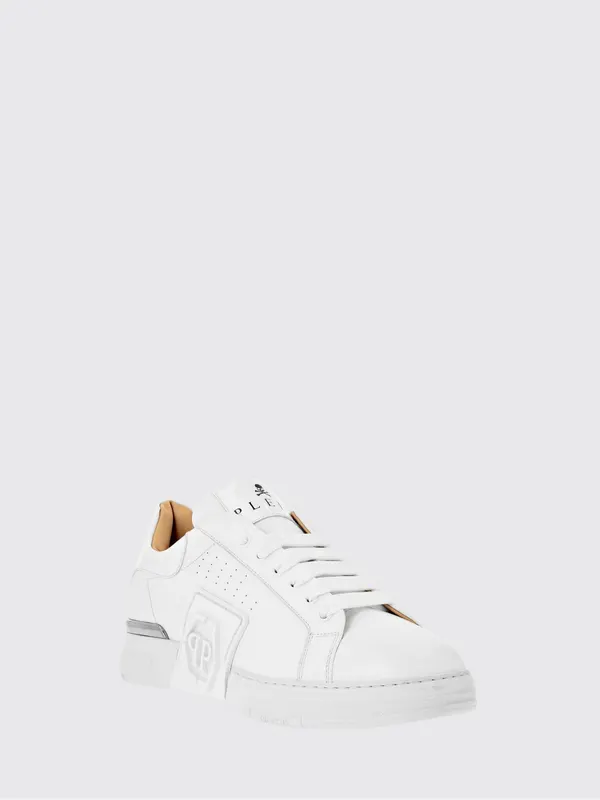 Philipp plein Low-Top Hexagon Sneakers in Smooth Leather with Tone-on-Tone Rubber Logo White (FACSUSC0474PLE025N01)