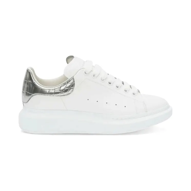 Alexander McQueen Oversized White Silver Crocodile (587691 WIAH4 9071)