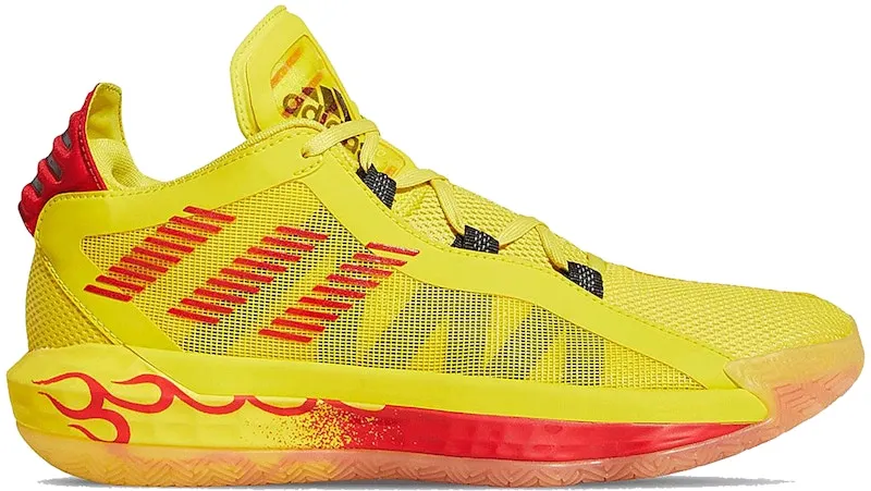 adidas Dame 6 Hot Rod Team Yellow/Core Black-Scarlet (FW8498)
