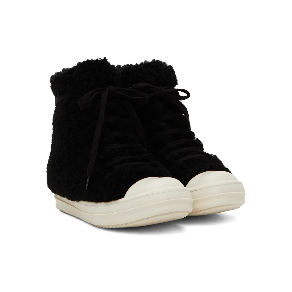 Rick Owens Black Shearling Strobe Sneakers (RP02B6890 LSHP) (4)