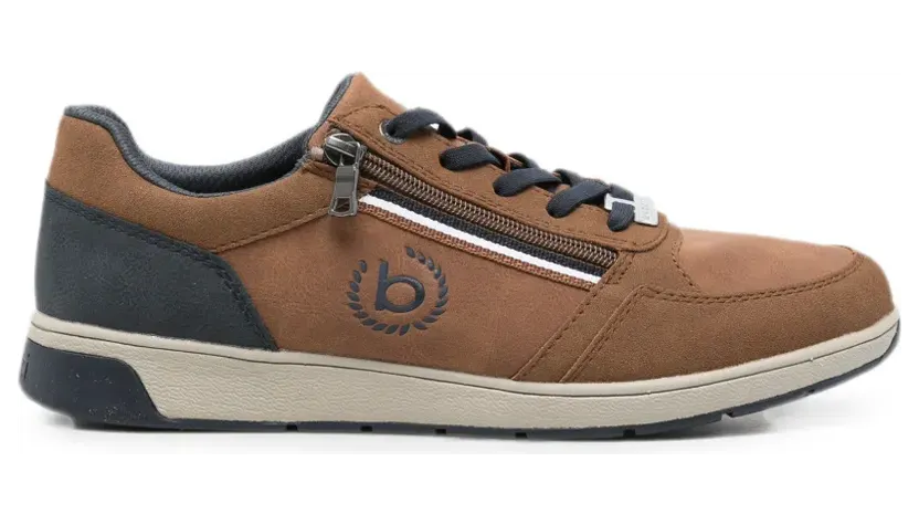 Bugatti Sneakers met logo-reliëf en rits aan de zijkant – Bruin (3333071350006300)