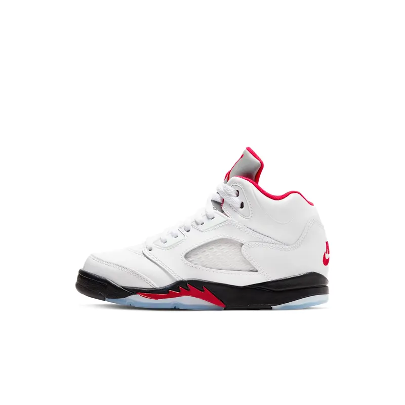 Jordan 5 Retro Fire Red Silver Tongue 2020 (PS) White/Black-Metallic Silver-Fire Red (440889-102)