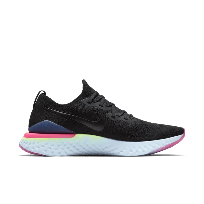 Nike Epic React Flyknit 2 Black Sapphire Hyper Pink Black/Black-Sapphire-Lime Blast-Hyper Pink-Blue Tint (BQ8928-003)