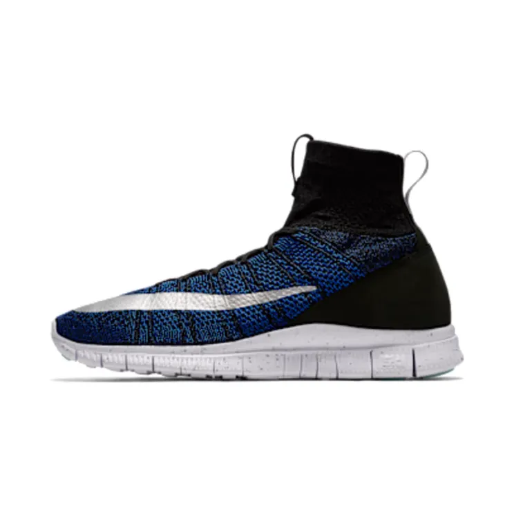 Nike Free Flyknit Mercurial “Black / White / Metallic Silver / Racer Blue” (836126-041)